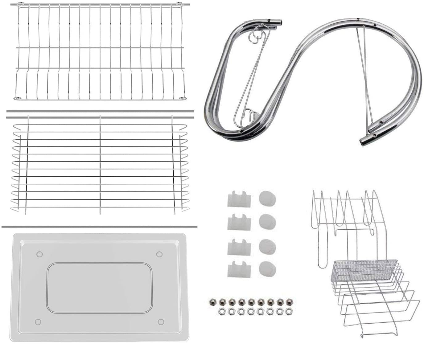 2 Tier Dish Rack with Drain Board for Kitchen Counter and Plated Chrome Dish Dryer Silver 42 x 25,5 x 38 cm 5