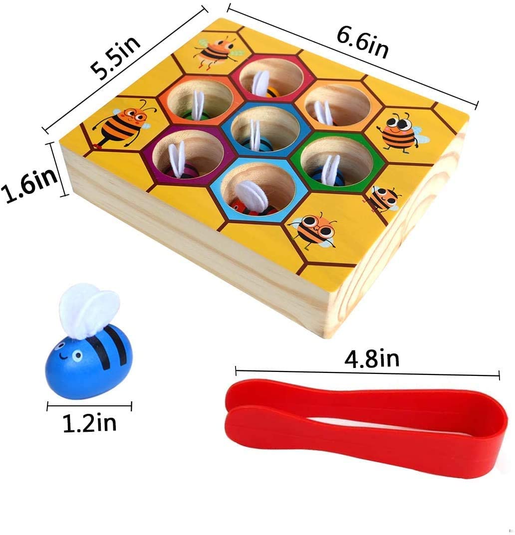 Wooden Bee Toddler Fine Motor Skill Toy - (Montessori Wooden Puzzle Early Learning Preschool Educational Kids) 4