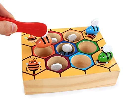 Wooden Bee Toddler Fine Motor Skill Toy - (Montessori Wooden Puzzle Early Learning Preschool Educational Kids) 6