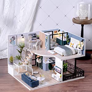 Dollhouse Miniature with Furniture Kit Plus Dust Proof and Music Movement - Cozy time  (Valentine's Day Gift Idea) 7