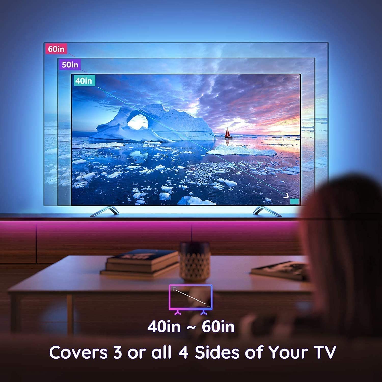 3M LED Strip Lights Rope Light for TV, Gaming and Computer (Lights Strip App with Remote Control) 3