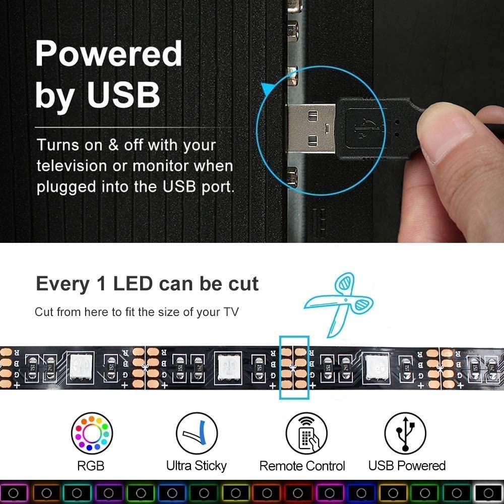 3M LED Strip Lights Rope Light for TV, Gaming and Computer (Lights Strip App with Remote Control) 5
