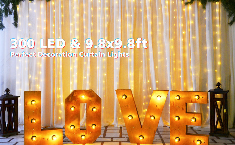 USB Powered 300 LED Curtain String Light with 8 Modes and Remote Control for Bedroom Party Wedding Decorations 10