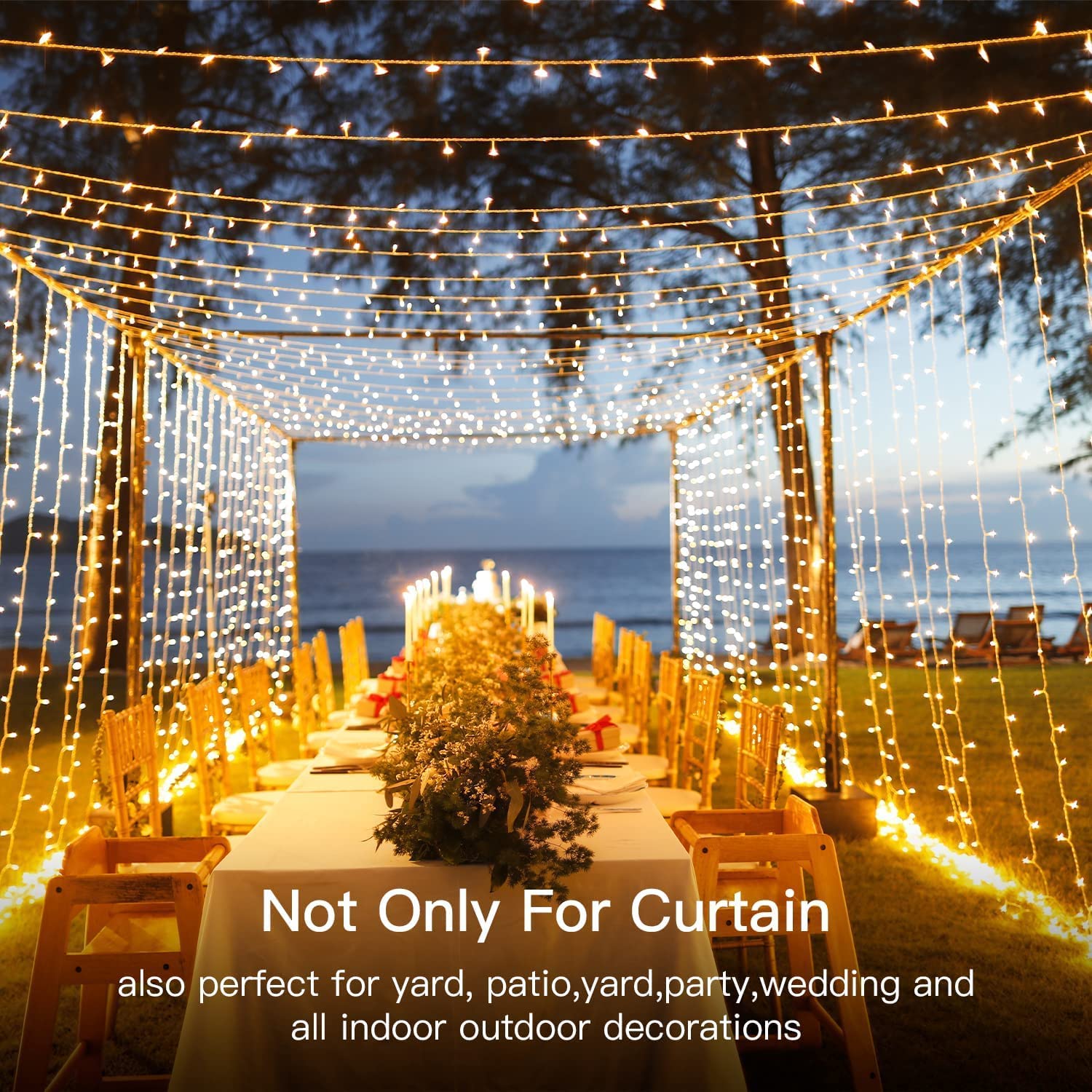 USB Powered 300 LED Curtain String Light with 8 Modes and Remote Control for Bedroom Party Wedding Decorations 7