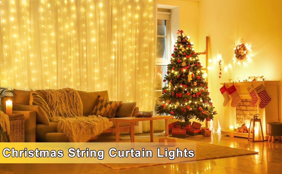 USB Powered 300 LED Curtain String Light with 8 Modes and Remote Control for Bedroom Party Wedding Decorations 8