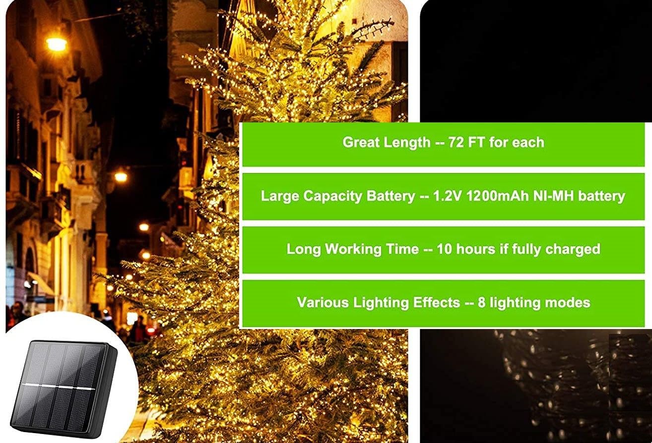 200 Waterproof LED Solar Fairy Light Outdoor with 8 Lighting Modes for Home,Garden and Decoration 5