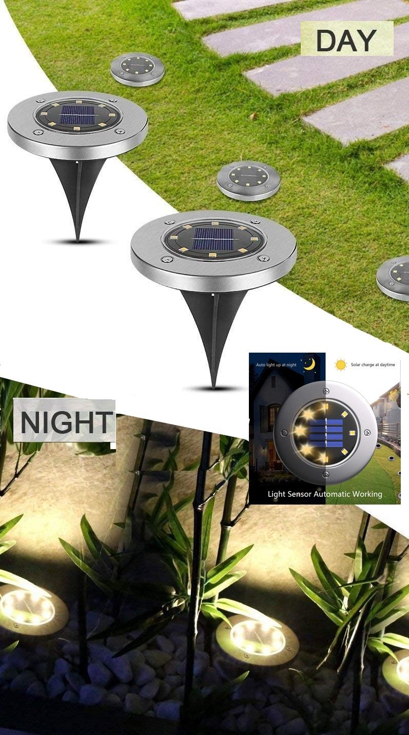 8 Pack LED Solar Pathway Lights Outdoor Solar Ground Lights (Warm White) 5
