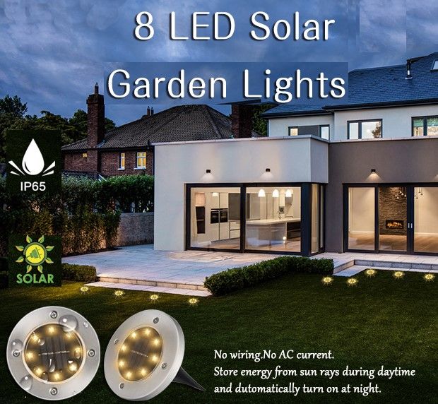 8 Pack LED Solar Pathway Lights Outdoor Solar Ground Lights (Warm White) 6