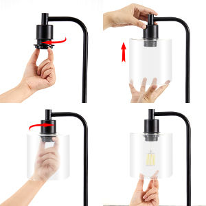 2x Pack Industrial Table Lamp with 2 USB Port for Bedside Nightstand Desk and Living Room Office (Bulb not Included) 7