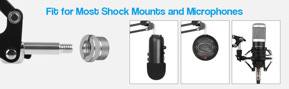 Microphone Radio Broadcasting Stand with 3/8"to 5/8" Screw Adapter and Windscreen Pop Filter 11
