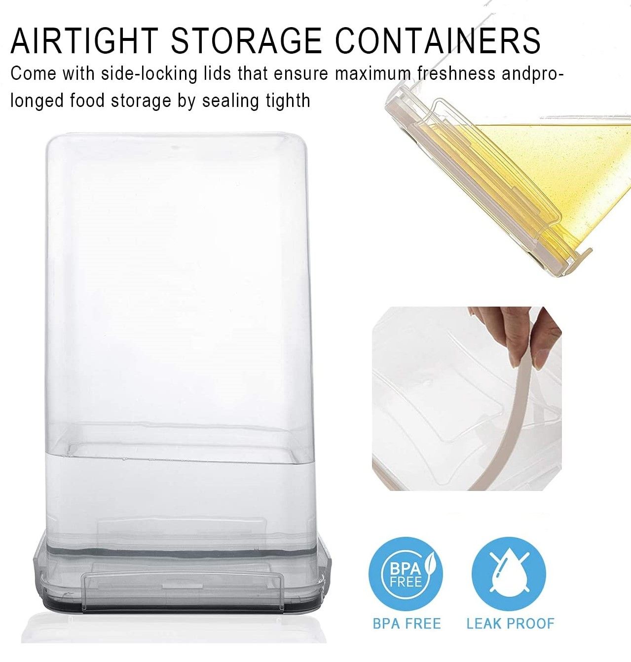 14 Pieces Airtight Food Storage and BPA Free Plastic with Easy Lock Black Lids Labels for Kitchen 4