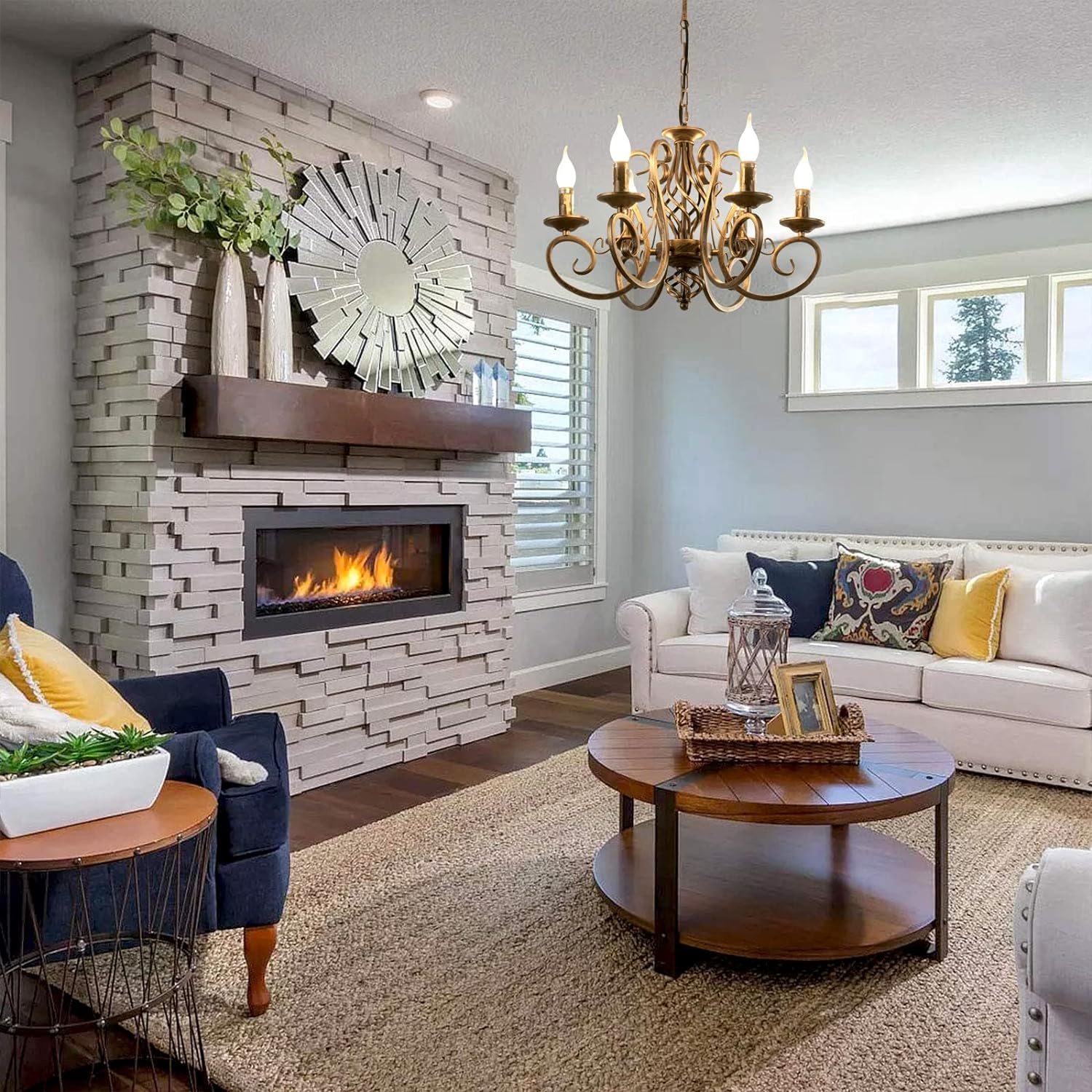 French Country Chandelier, 6 Lights, Rustic 4