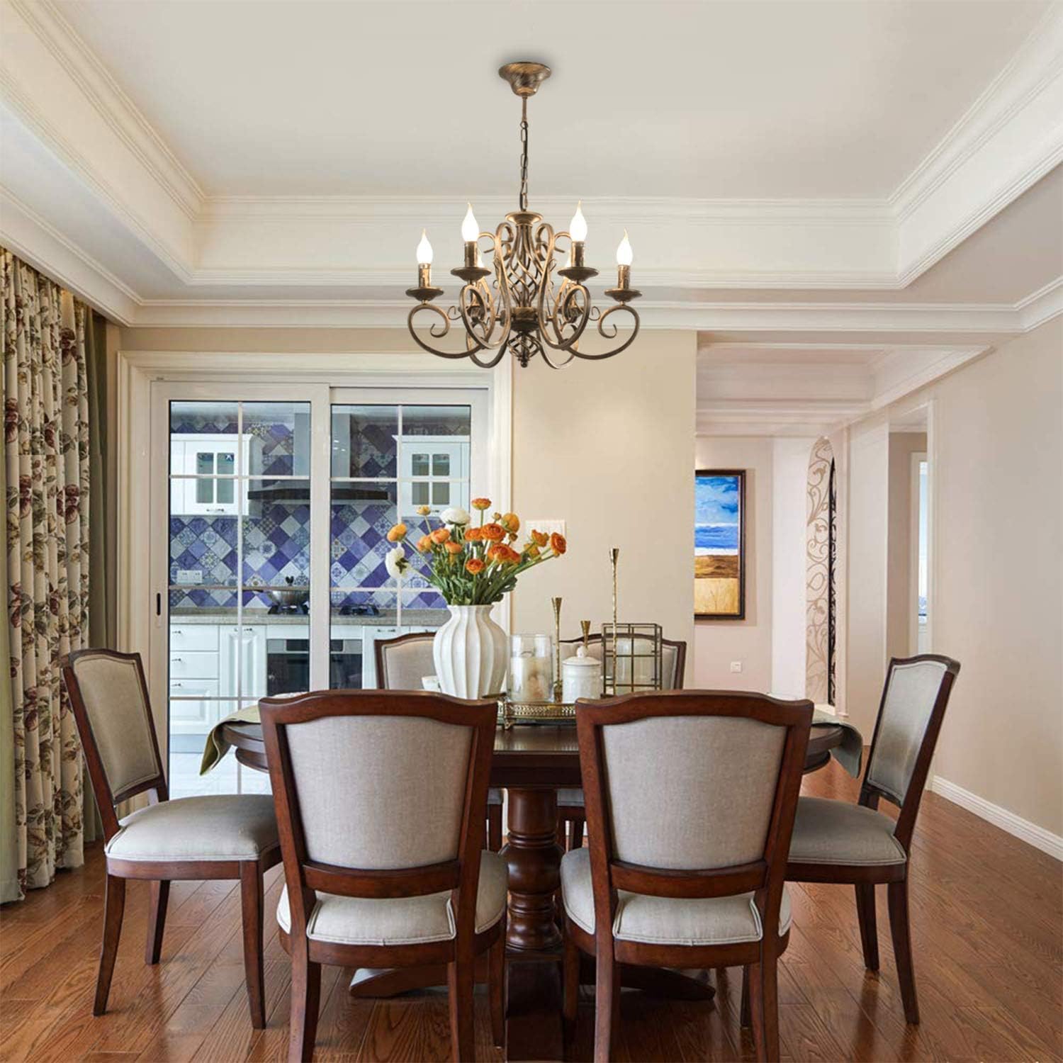 French Country Chandelier, 6 Lights, Rustic 5