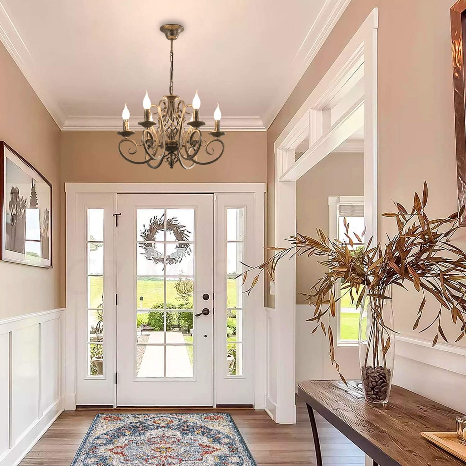 French Country Chandelier, 6 Lights, Rustic 6