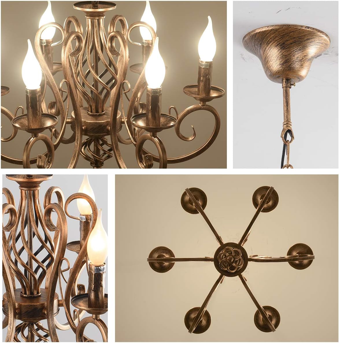 French Country Chandelier, 6 Lights, Rustic 9