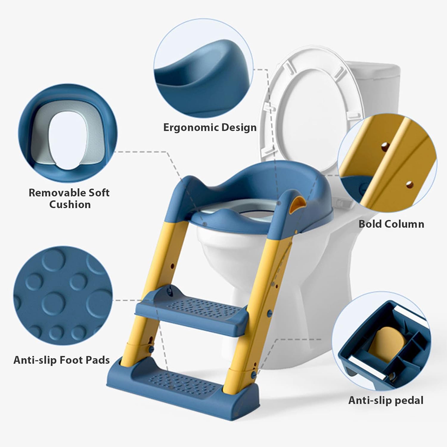 Potty Training Seat Step, Stool Ladder, Kids Boys Girls (Yellow) 3