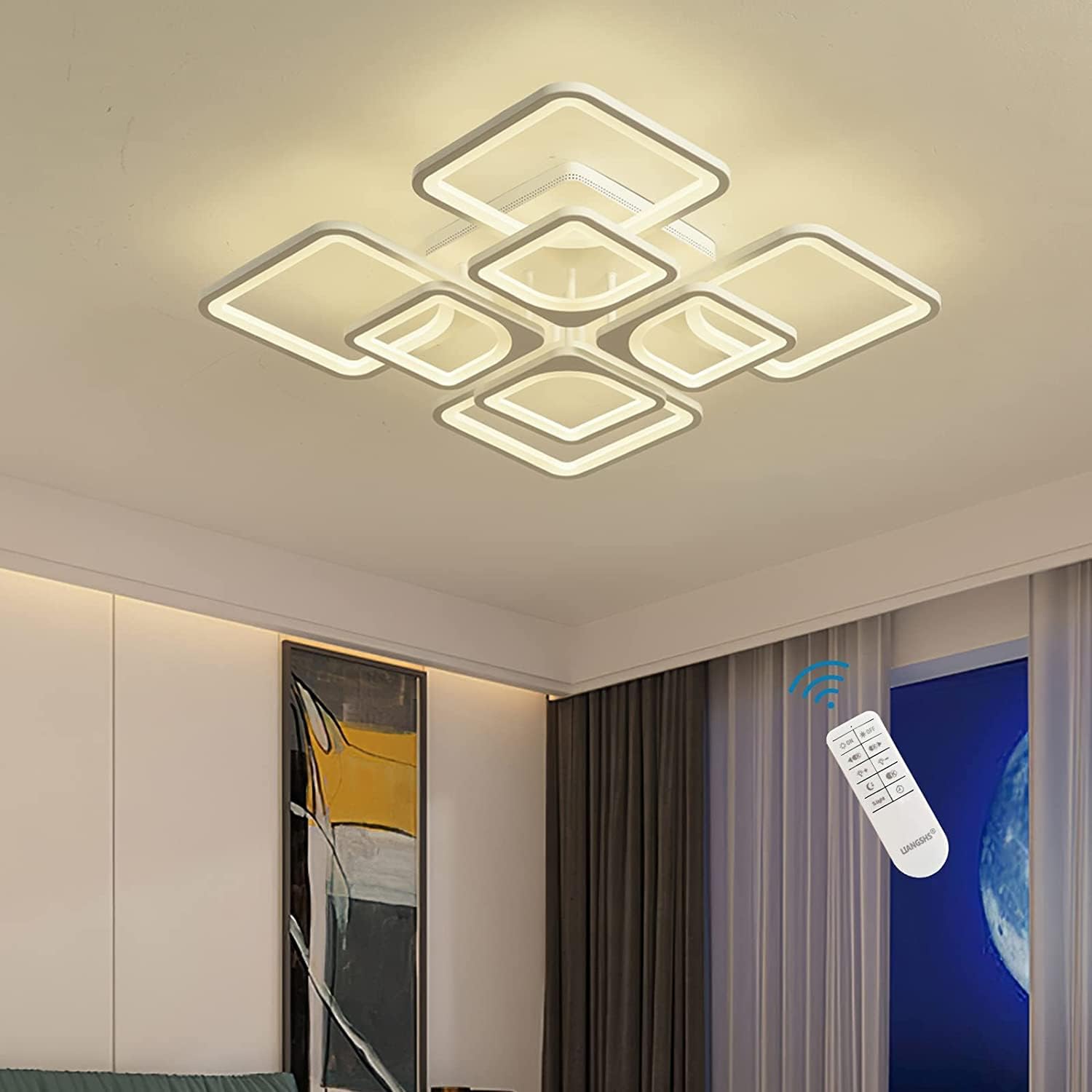 Modern LED Ceiling Light Dimmable with Remote Control 7