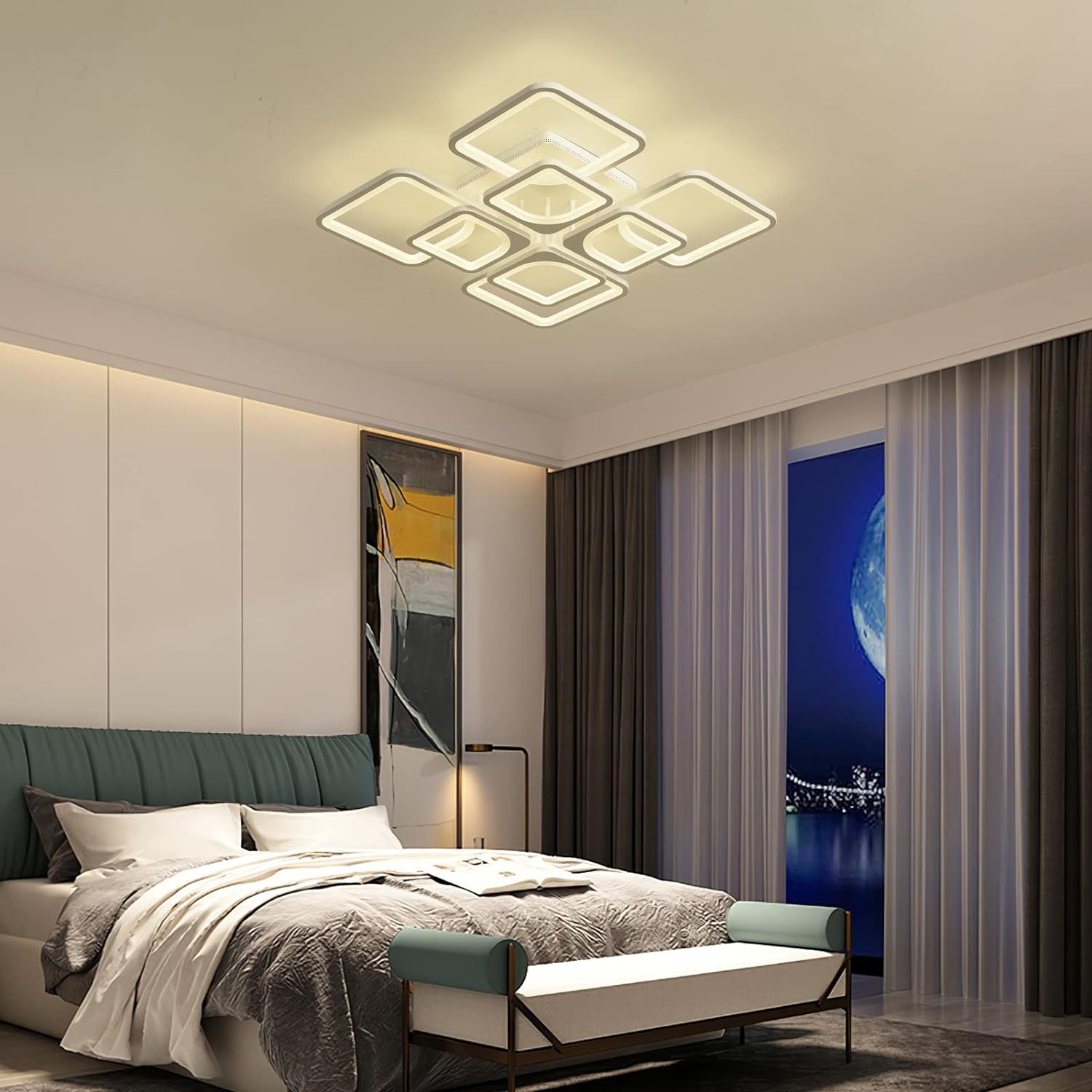 Modern LED Ceiling Light Dimmable with Remote Control 9