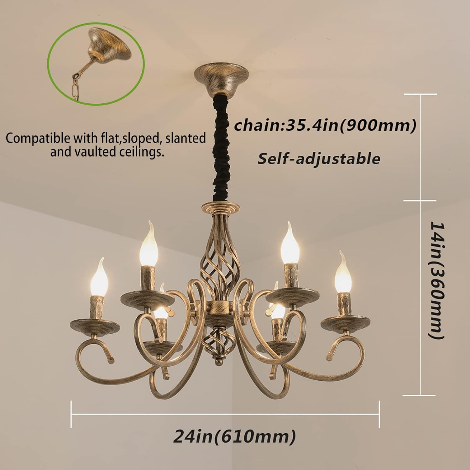 Rustic Chandeliers,6 -Light , French Country 9