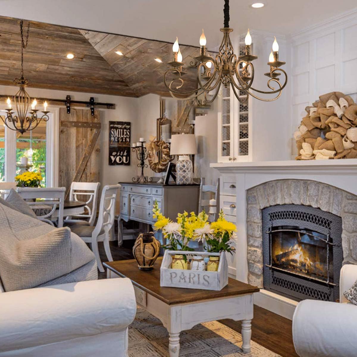 Rustic Chandeliers, 8-Light , French Country ,Vintage Iron 8