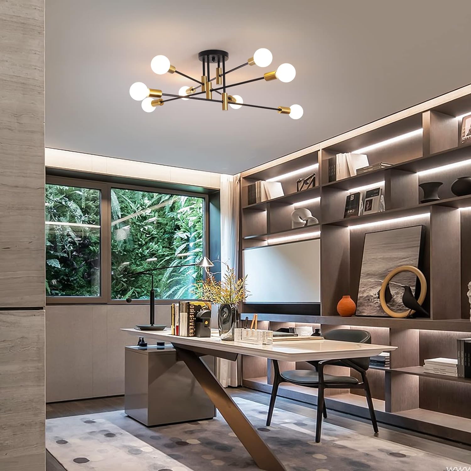 Modern Black Gold Ceiling Light 8 Lights 8