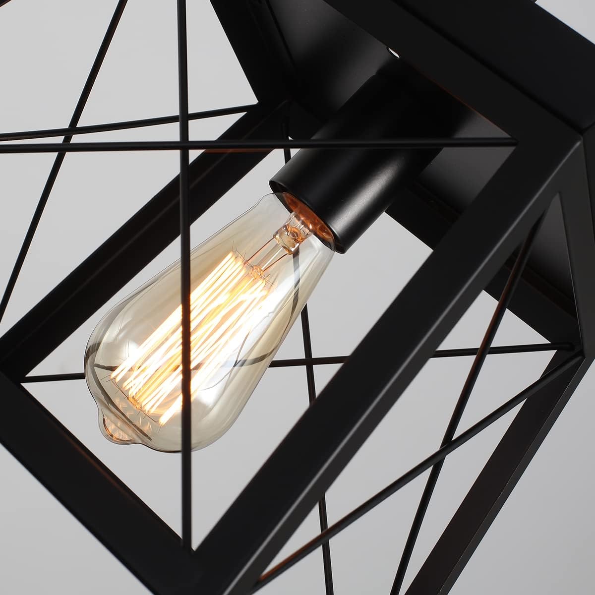 Farmhouse Pendant Light Rustic Lantern Chandelier Black 9