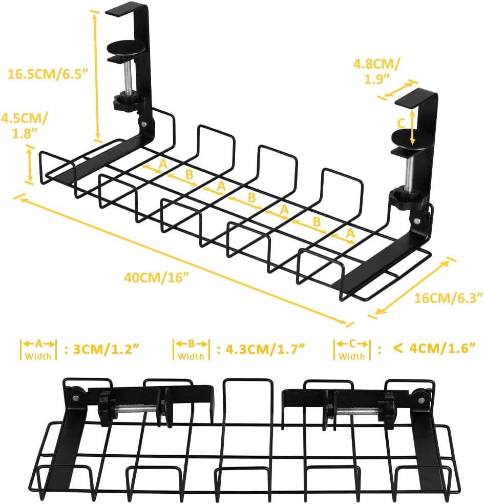 2 pack Under Desk Cable Management Tray, Black 3