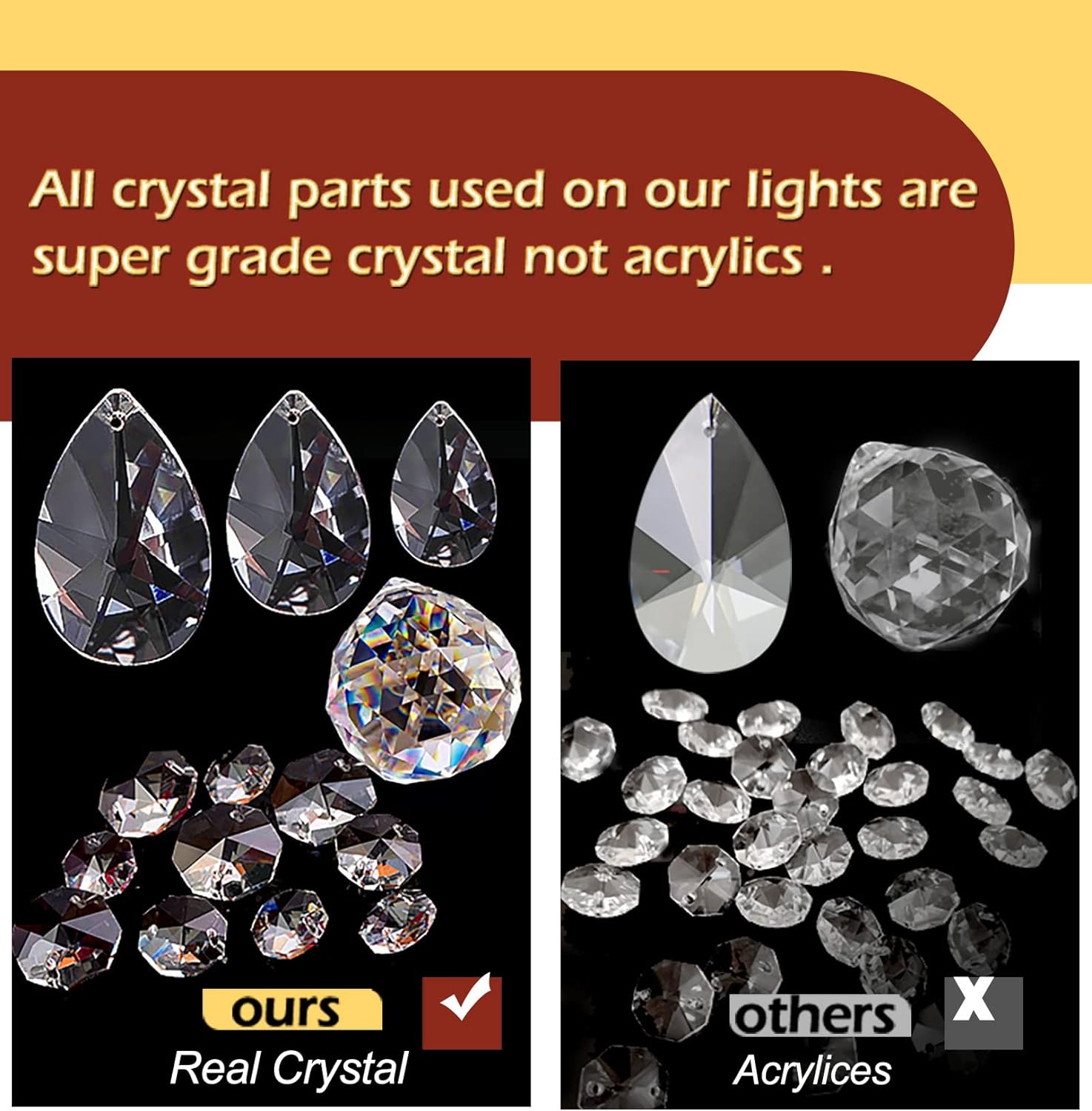 Crystal Chandelier LED Ceiling Light , 4 lights,  Black 7