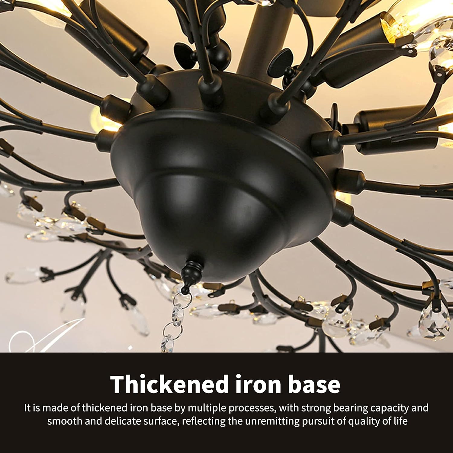 Crystal Chandelier LED Ceiling Light , 4 lights,  Black 8