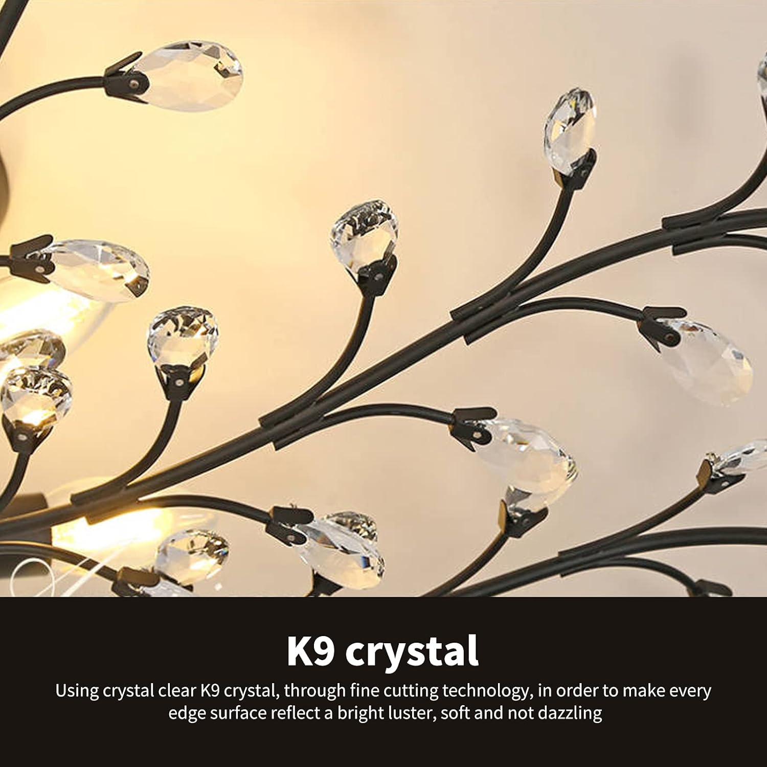 Crystal Chandelier LED Ceiling Light , 4 lights,  Black 9