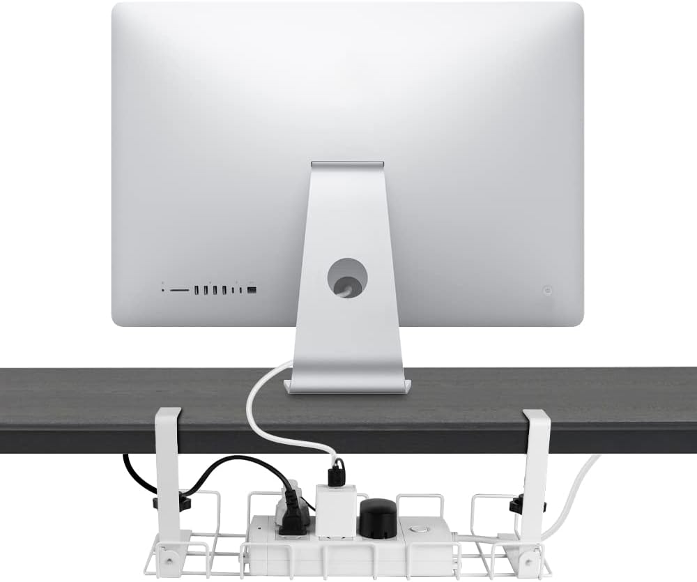 2 pack Under Desk Cable Management Tray, White 3