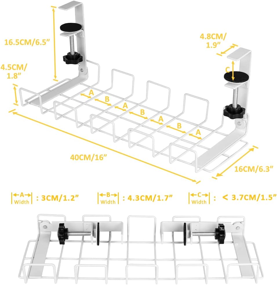 2 pack Under Desk Cable Management Tray, White 4