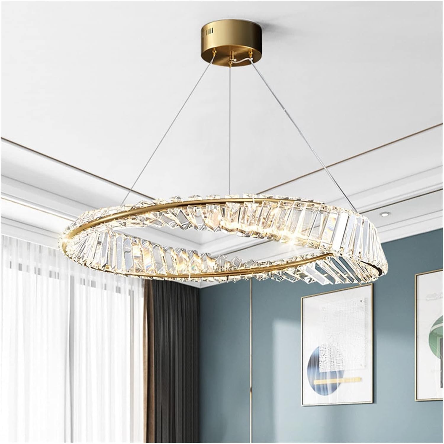 Modern Crystal Flushmount Chandeliers, Remote Control 6