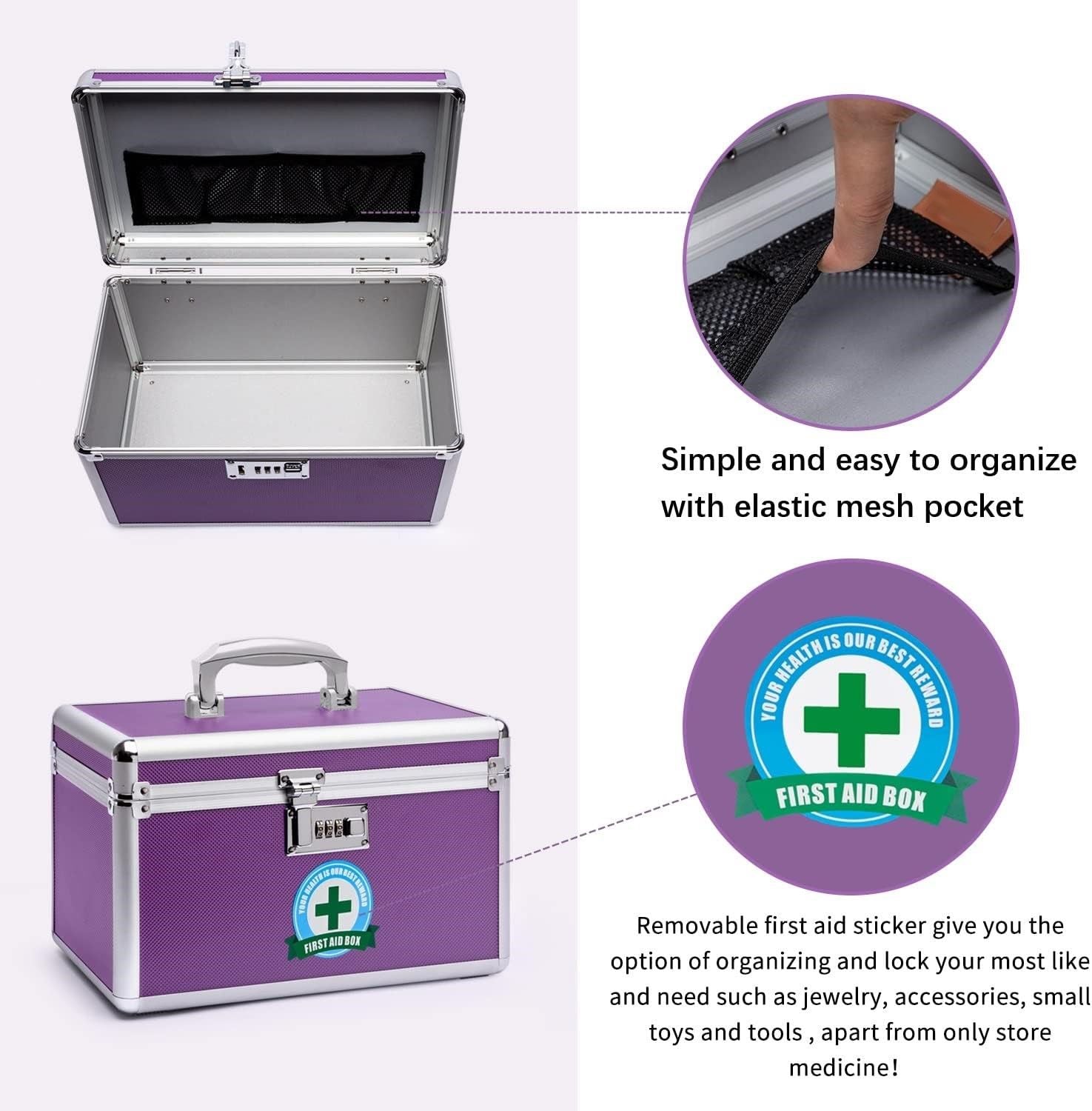 Locking Combination Medicine Box (Purple/Medium) 5