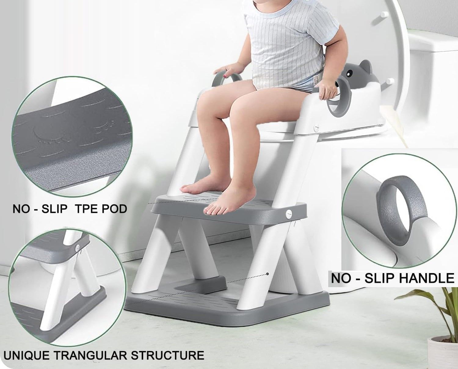 Potty Training Seat Ladder, Kids Boys Girls, Grey 4