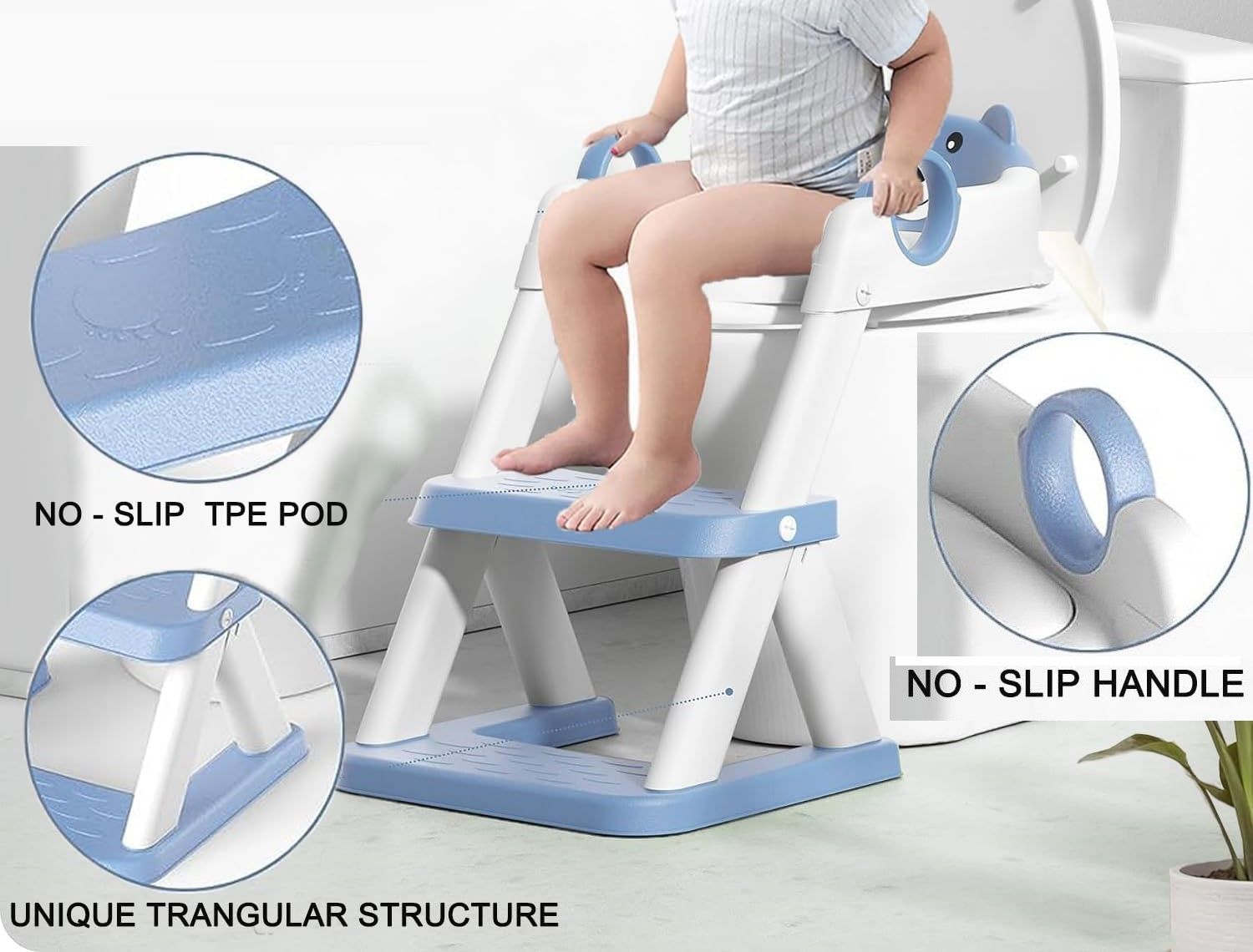 Potty Training Seat Ladder, Kids Boys Girls, Blue 5