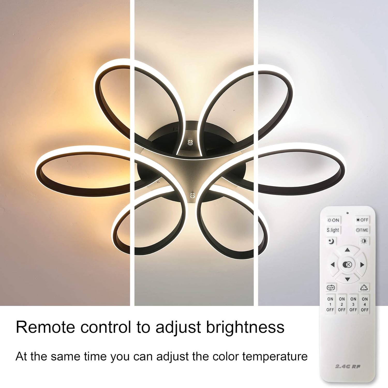 Modern LED Chandelier Flush Mount Lamp Remote Control (60cm) 4