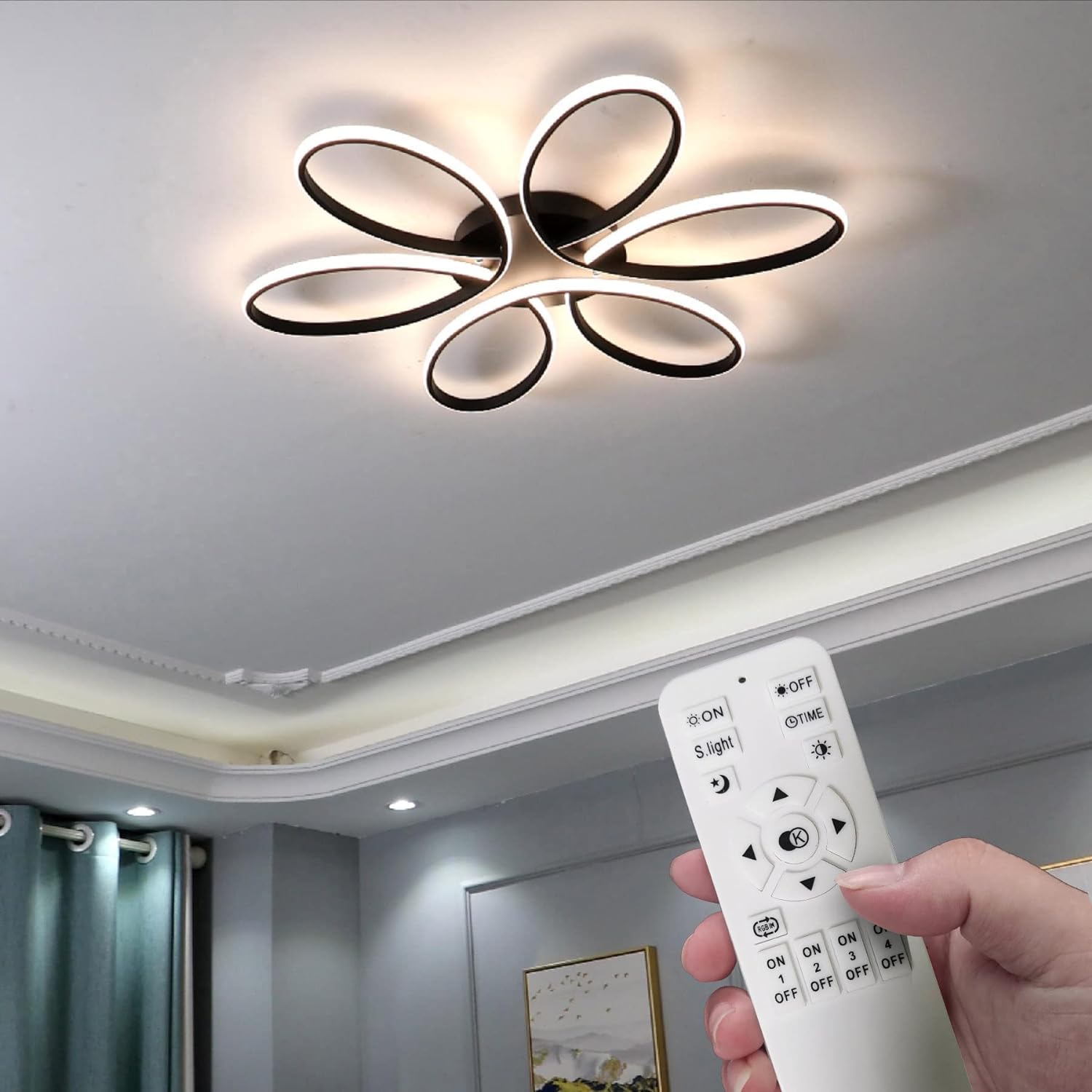 Modern LED Chandelier Flush Mount Lamp Remote Control (60cm) 5