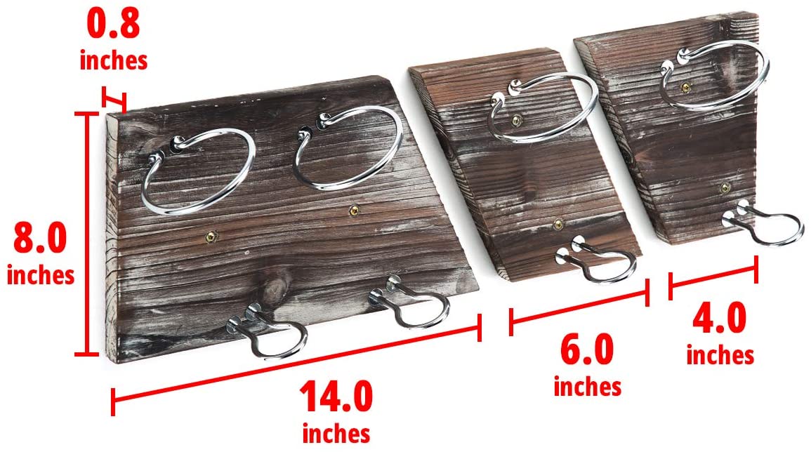 Rustic Wood and Metal Wine Rack Set for 4 Bottle Storage Holder for Home Bar Kitchen Living Room 4