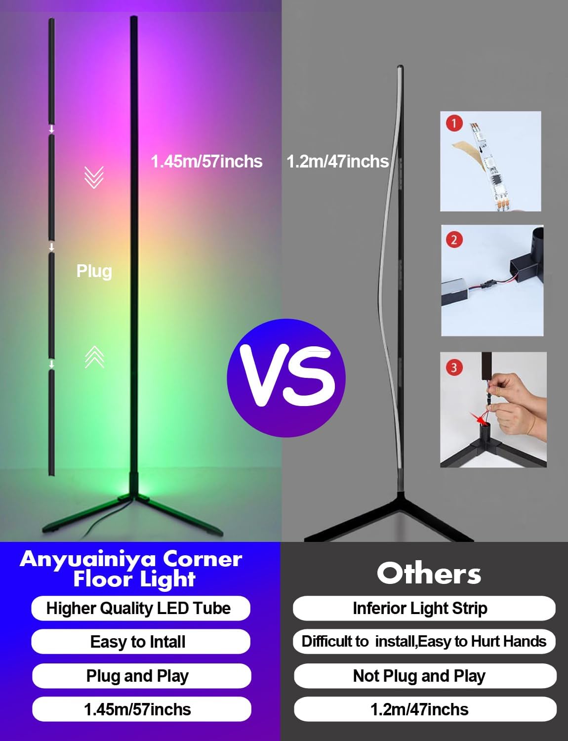 RGB LED Floor Lamp, Smart Modern, Stand Light 6