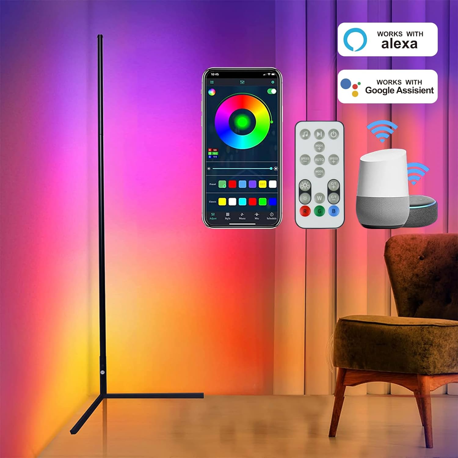 RGB LED Floor Lamp, Smart Modern, Stand Light 9