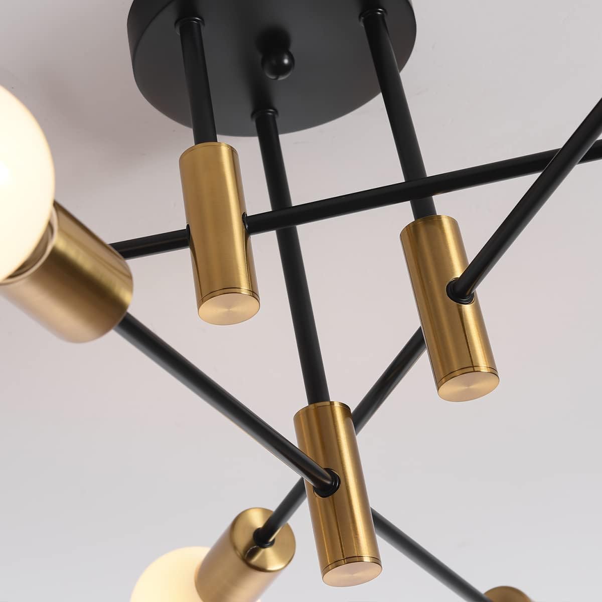 Mid Century Chandelier Modern, 6-Light , Black & Gold 7