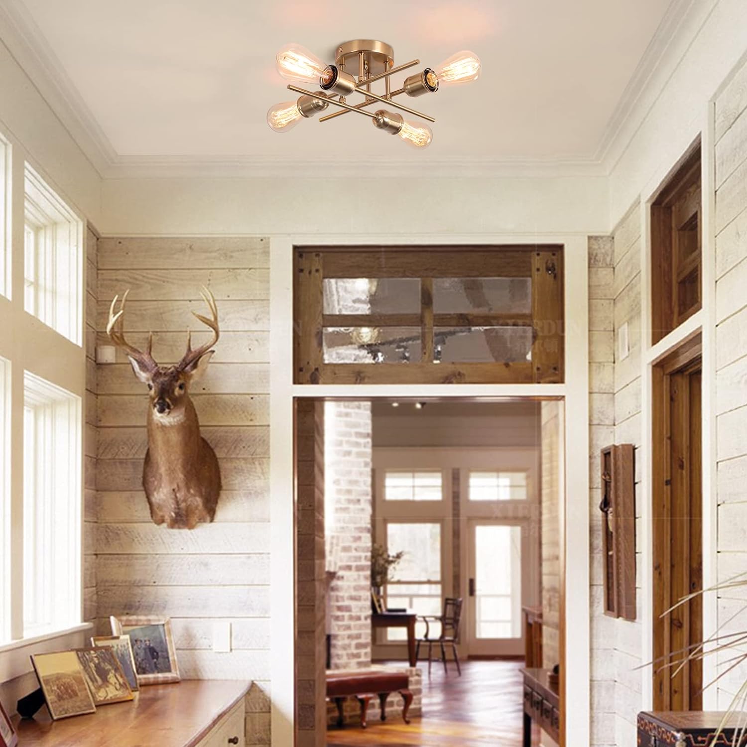 Modern Industrial Chandelier, 4 Light, Black 3