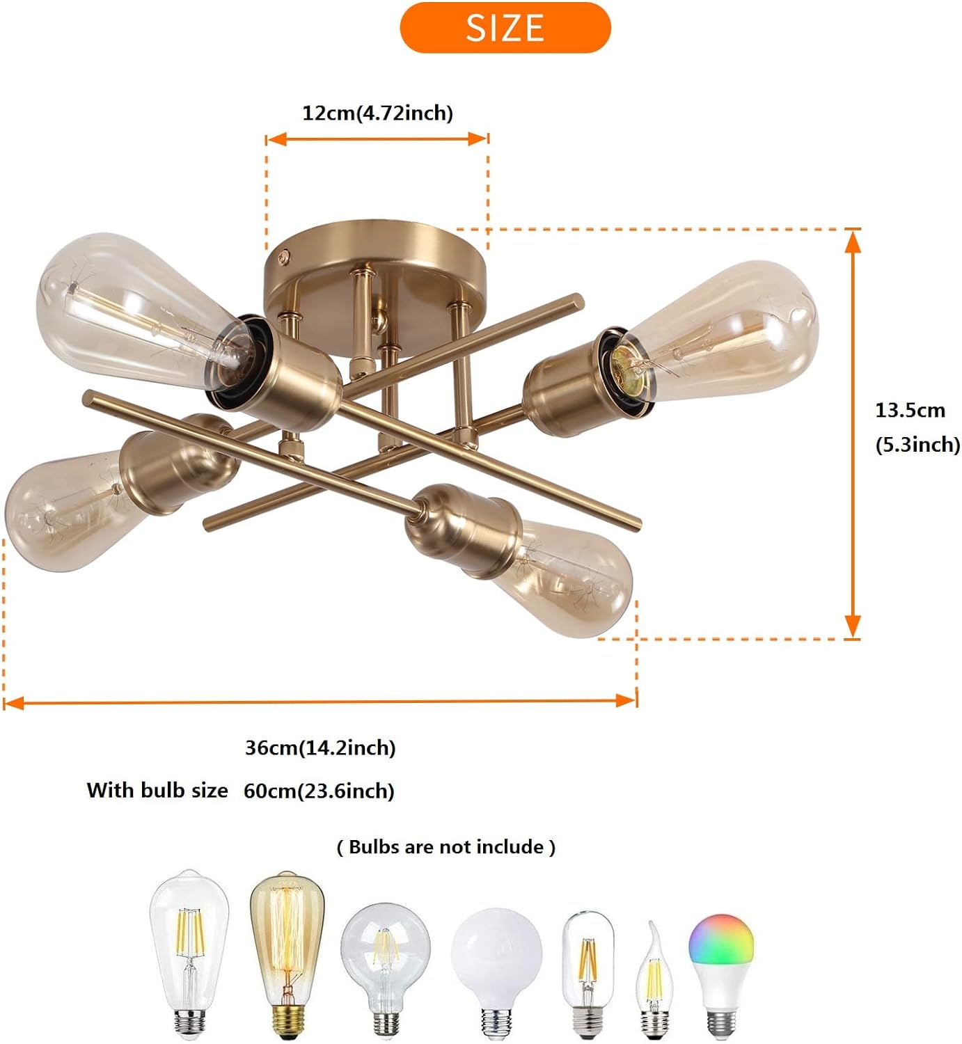 Modern Industrial Chandelier, 4 Light, Black 5