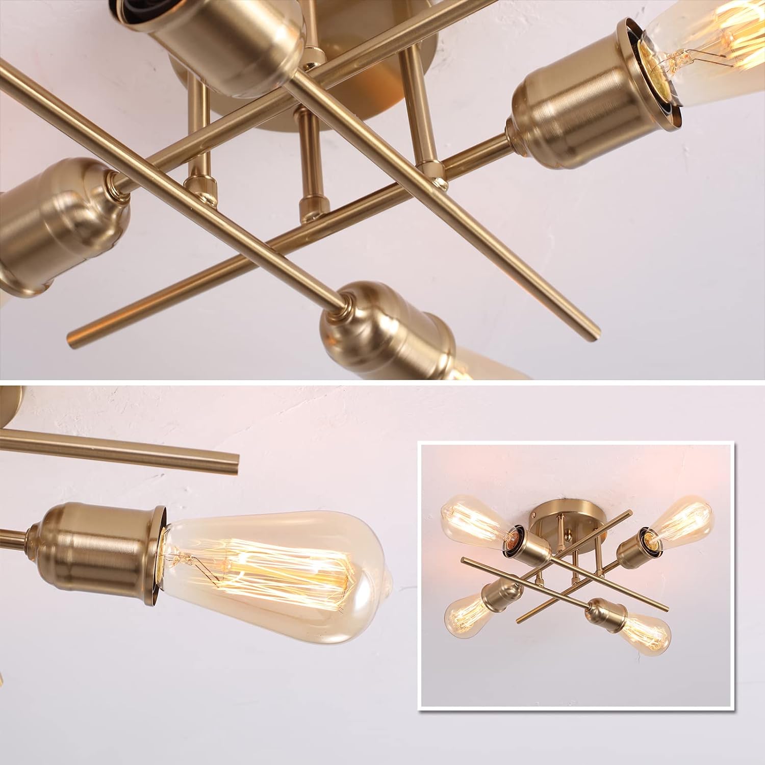 Modern Industrial Chandelier, 4 Light, Black 6