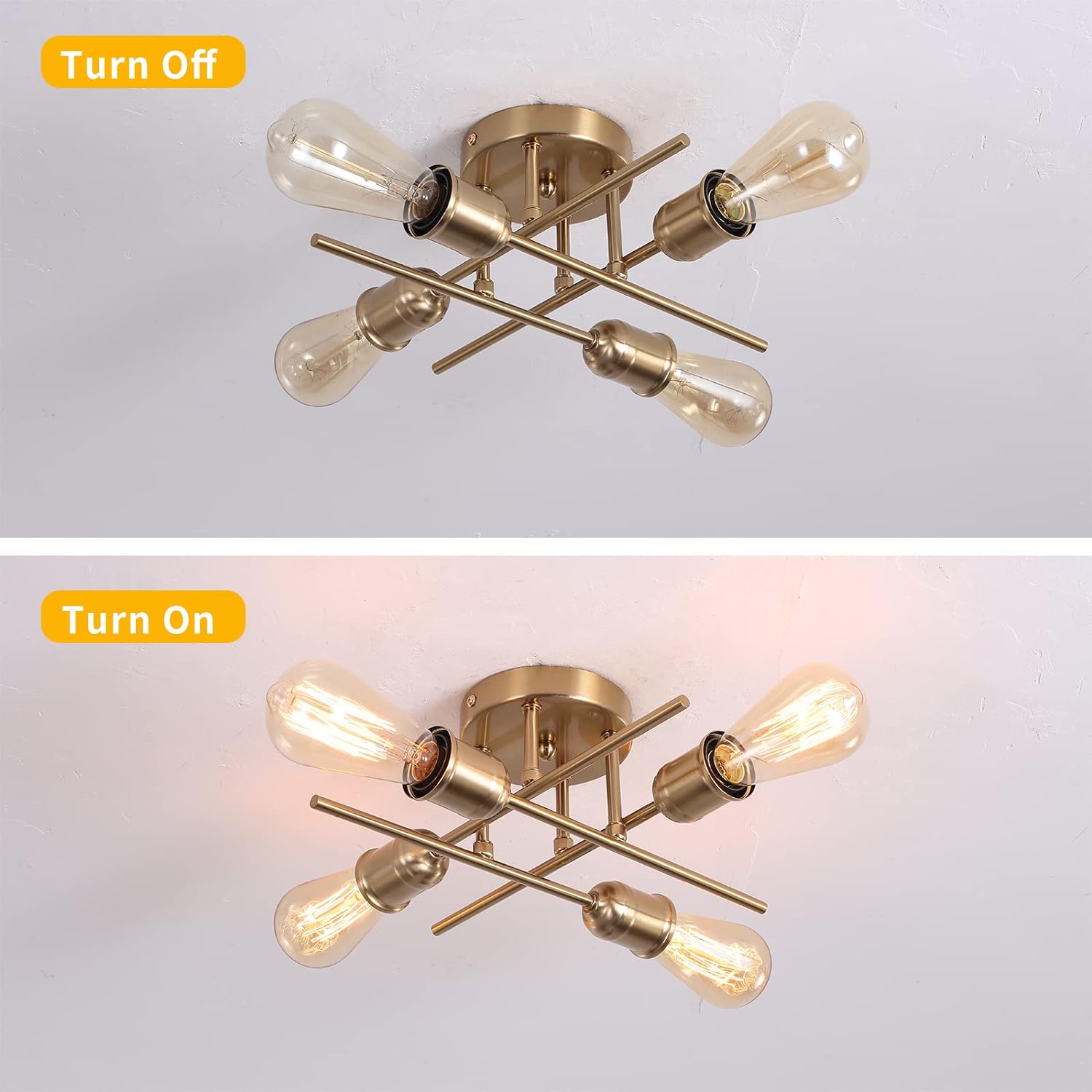 Modern Industrial Chandelier, 4 Light, Black 9