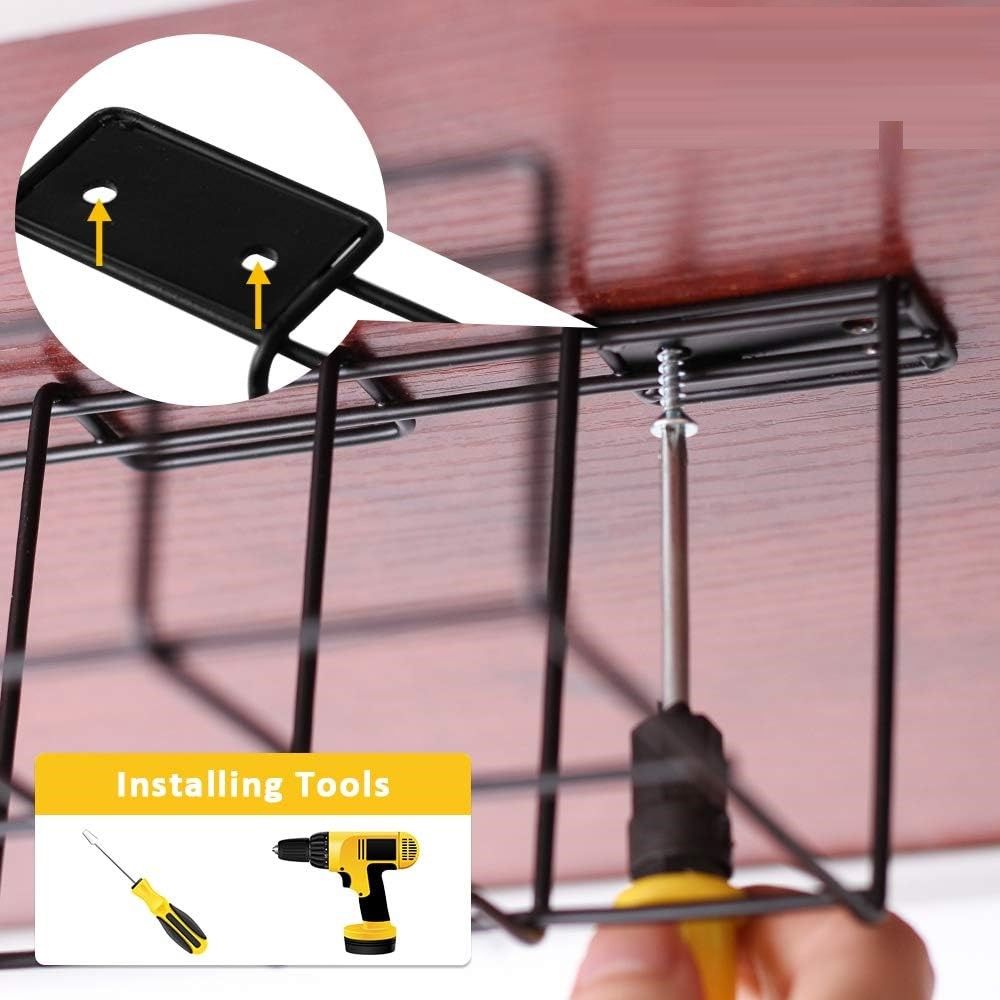 2 Pack Under Desk Cable Management Tray, Black 3