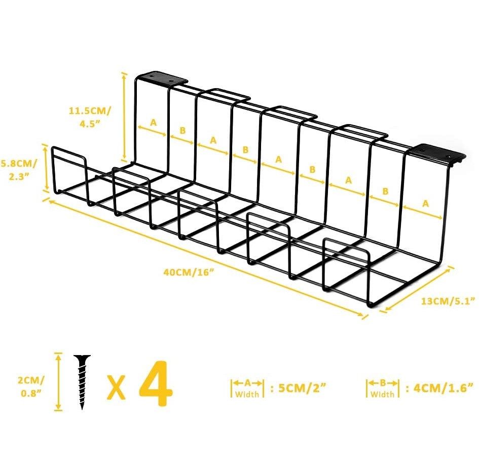 2 Pack Under Desk Cable Management Tray, Black 4