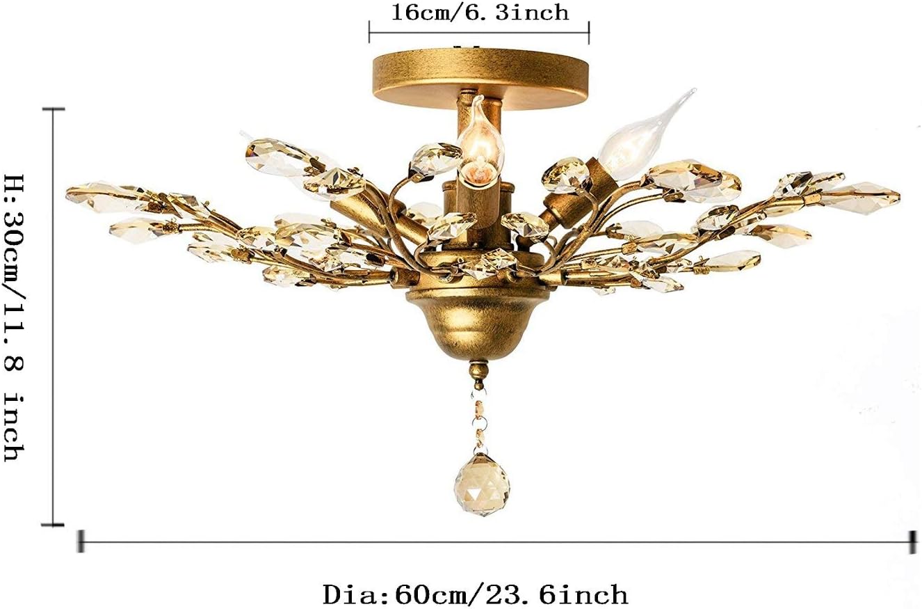 Crystal Chandelier Vintage, 4 Lights, Gold 5