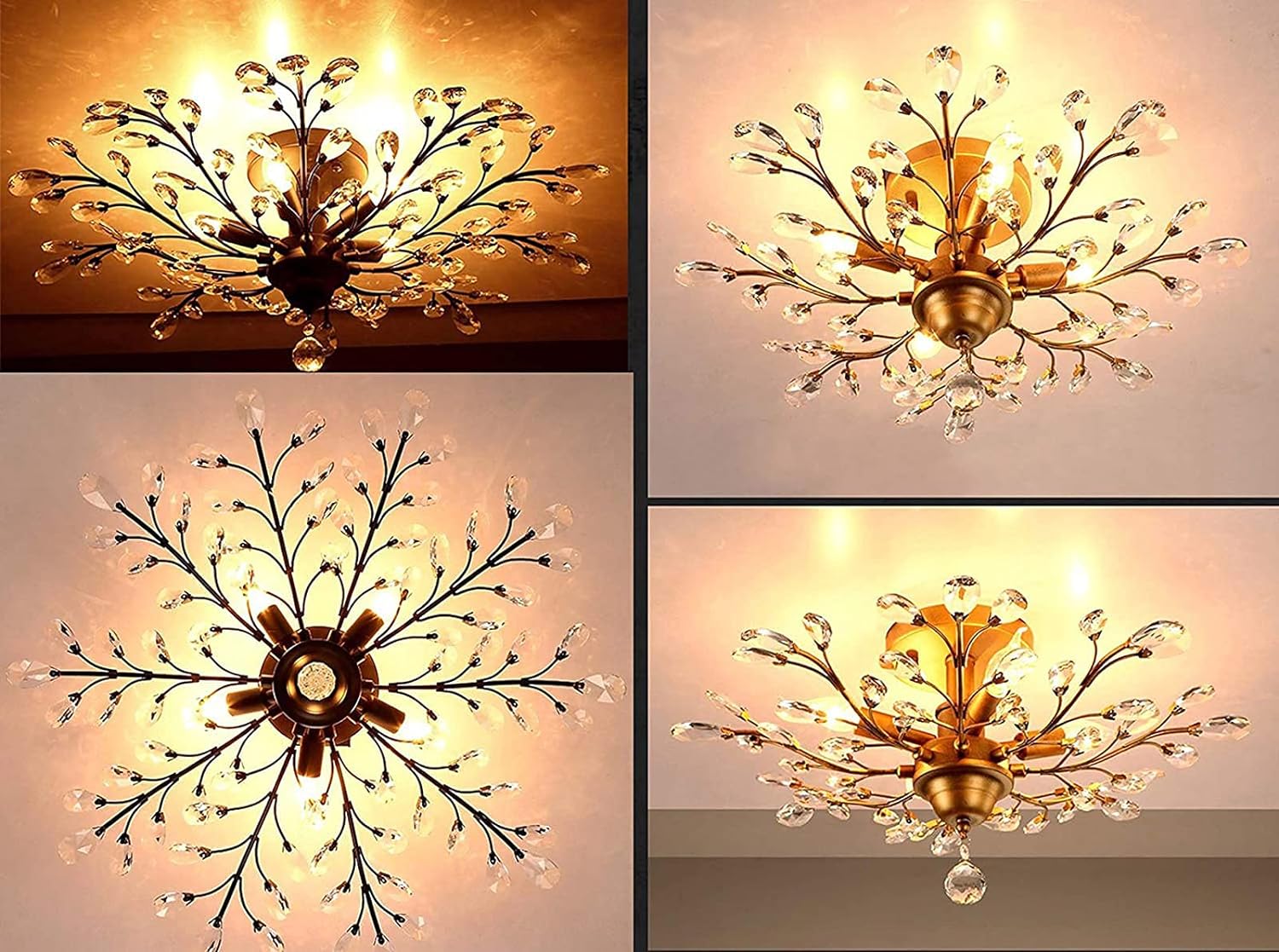 Crystal Chandelier Vintage, 5 Lights, Gold 7